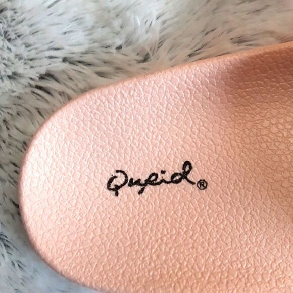 QUPID Slides Molded Pink Leather and‎ Terry NO SHADE sz 8 - Picture 2 of 4